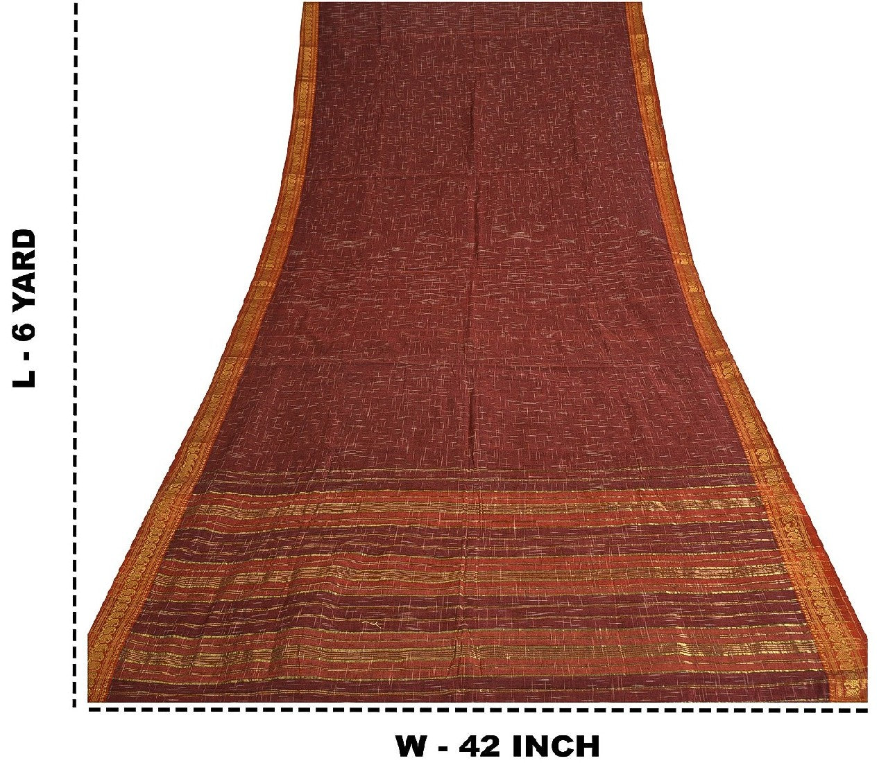 Sanskriti Vintage Handwoven Ikat Sarees Pure Cotton Sari Premium Dark Red Sustainable Fabric