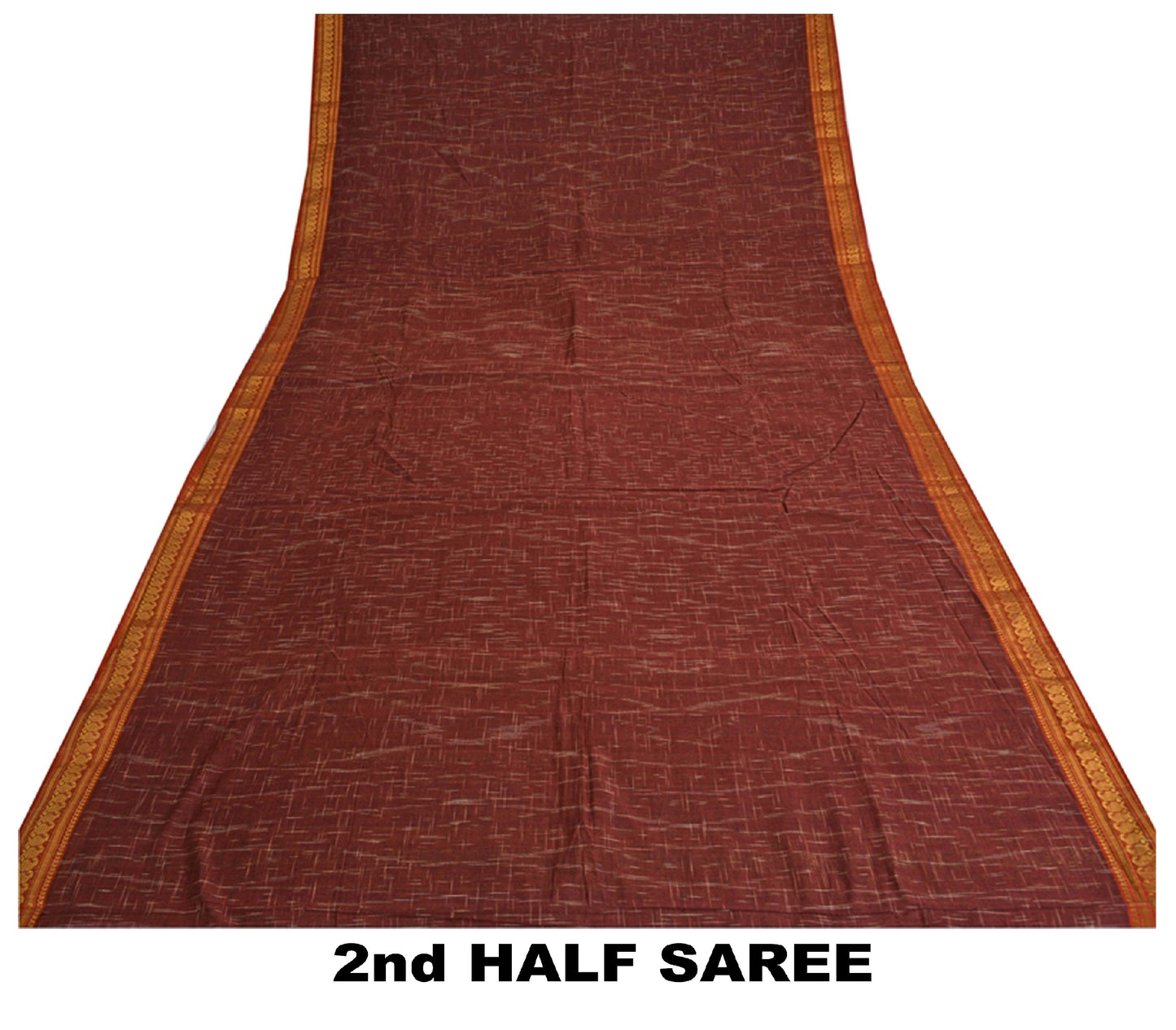 Sanskriti Vintage Handwoven Ikat Sarees Pure Cotton Sari Premium Dark Red Sustainable Fabric