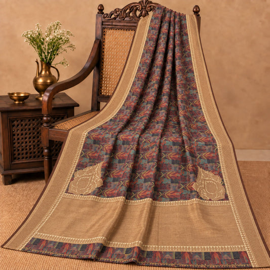 Sanskriti Vintage Woven-Abstract Printed Art Silk Saree Multicolor Sari Fabric