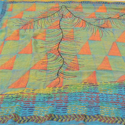 Sanskriti Vintage Pure Georgette Silk Sarees Hand Beaded Cultural Sustainable Fabric Sari