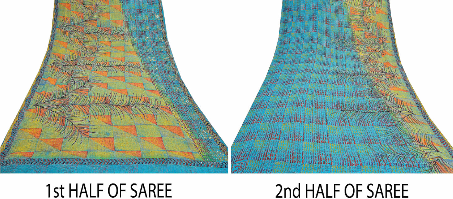 Sanskriti Vintage Pure Georgette Silk Sarees Hand Beaded Cultural Sustainable Fabric Sari