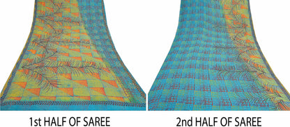 Sanskriti Vintage Pure Georgette Silk Sarees Hand Beaded Cultural Sustainable Fabric Sari