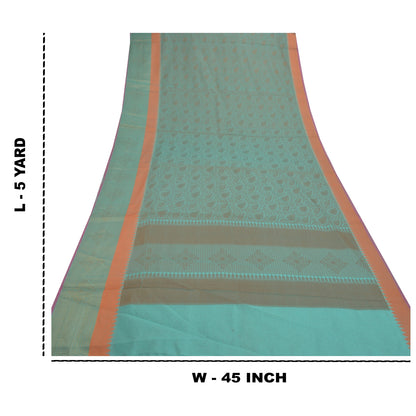 Sanskriti Vintage Green Indian Sari Art Silk Hand-Woven Premium Sarees Fabric