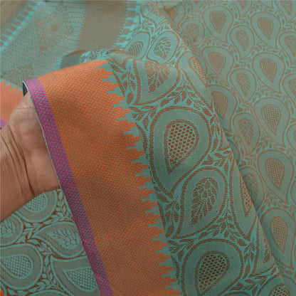 Sanskriti Vintage Green Indian Sari Art Silk Hand-Woven Premium Sarees Fabric