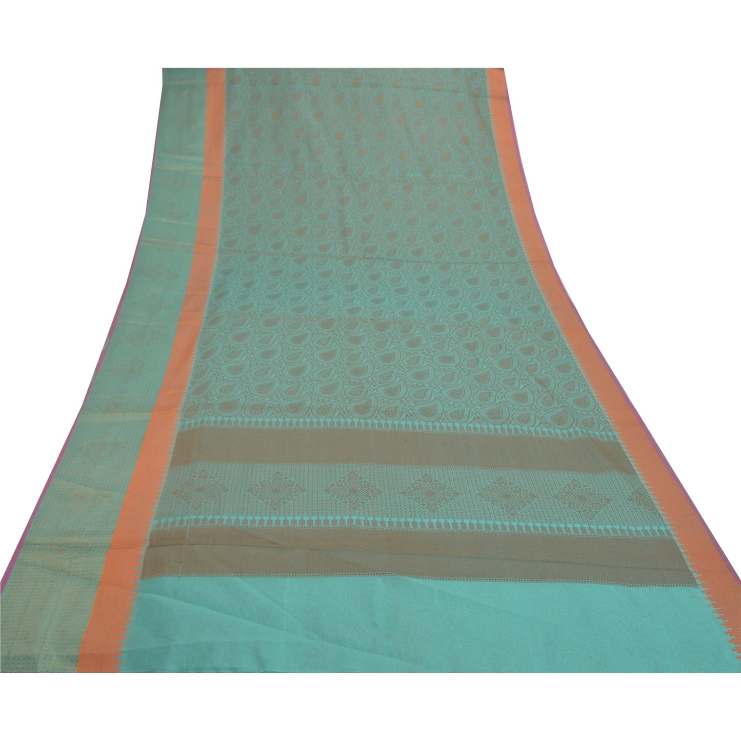 Sanskriti Vintage Green Indian Sari Art Silk Hand-Woven Premium Sarees Fabric