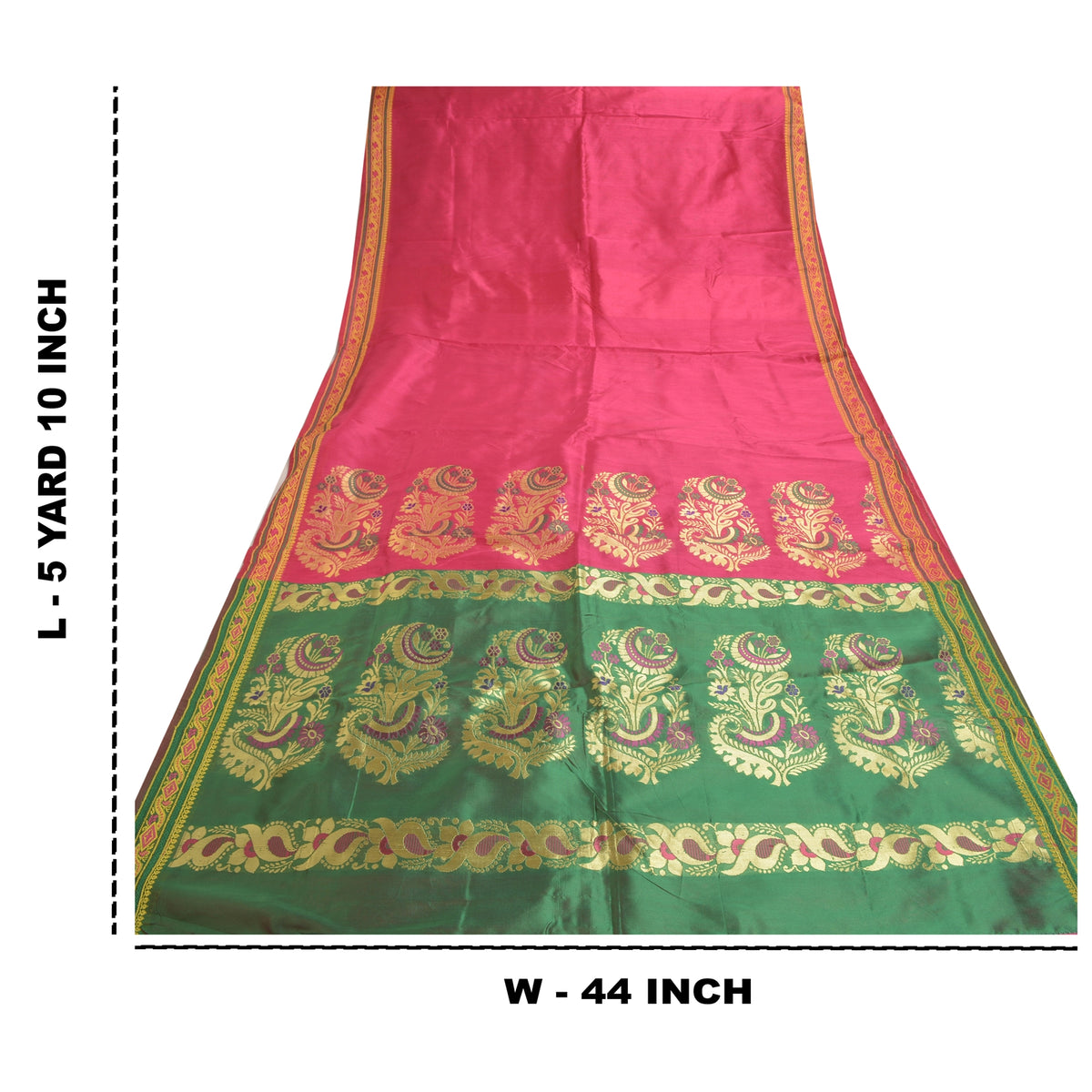 Sanskriti Vintage Tant Brocaded Woven Art Silk Saree Pink Sari Indian 5Yd Fabric