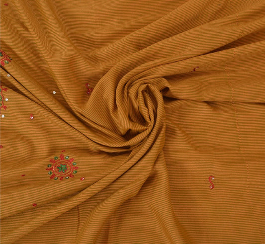 Sanskriti Vintage Sarees Blend Cotton Hand Embroidered Sari Premium 5 YD Sustainable Fabric