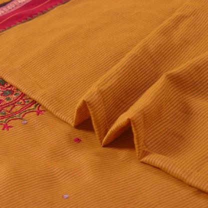 Sanskriti Vintage Sarees Blend Cotton Hand Embroidered Sari Premium 5 YD Sustainable Fabric