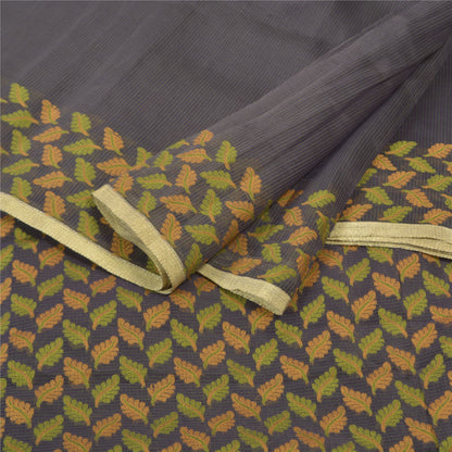 Sanskriti Vintage Floral Woven Art Silk Saree Blue Sari 5Yd Premium Craft Fabric