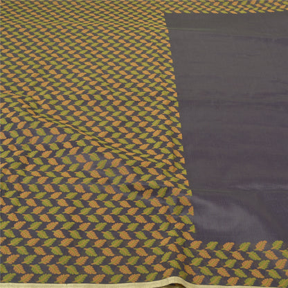 Sanskriti Vintage Floral Woven Art Silk Saree Blue Sari 5Yd Premium Craft Fabric