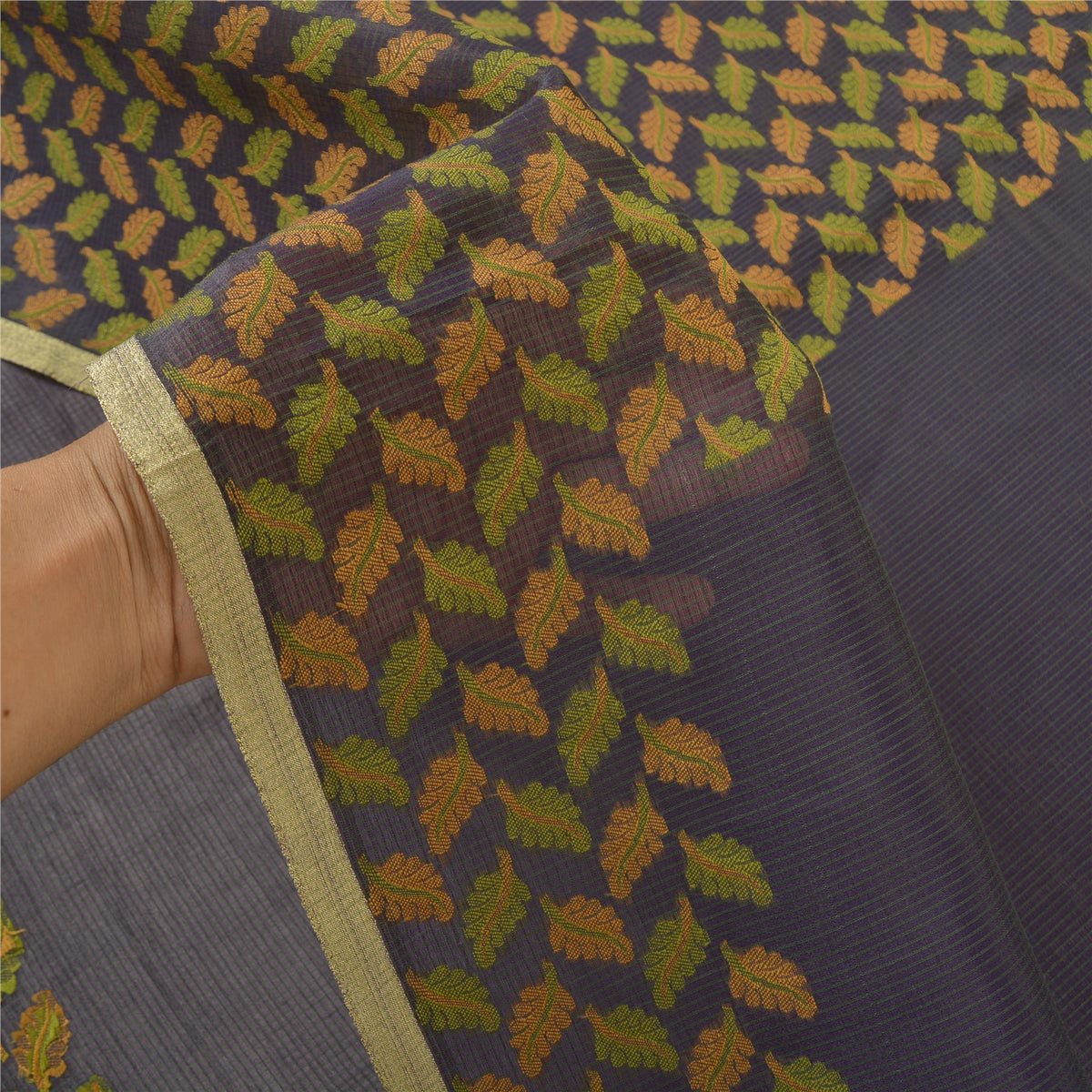 Sanskriti Vintage Floral Woven Art Silk Saree Blue Sari 5Yd Premium Craft Fabric