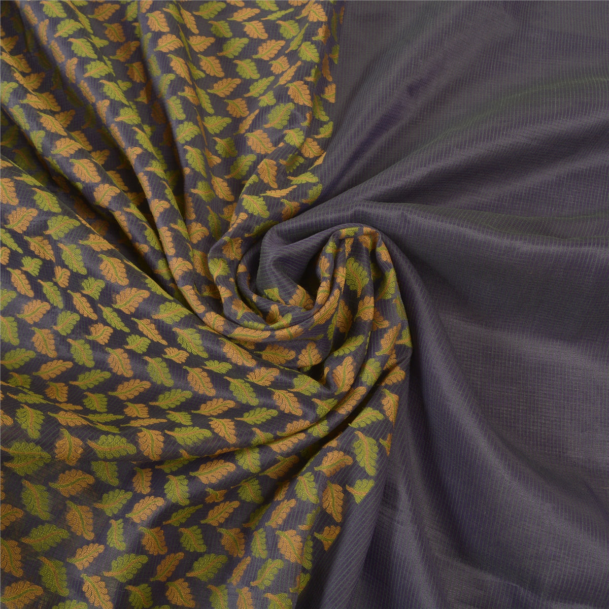 Sanskriti Vintage Floral Woven Art Silk Saree Blue Sari 5Yd Premium Craft Fabric