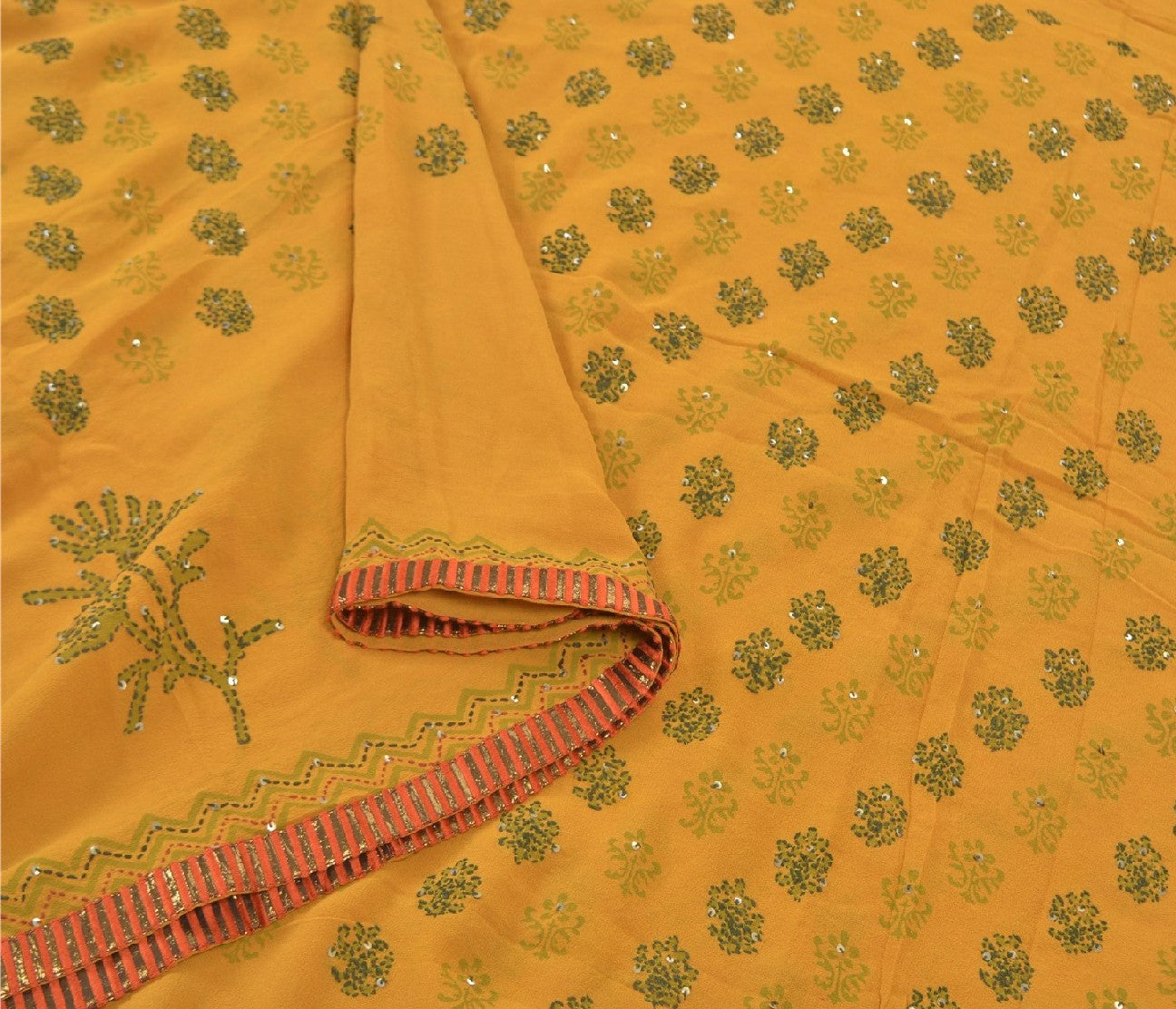 Sanskriti Vintage Sarees Pure Georgette Silk Sari Hand Embroidered Kantha Sustainable Fabric