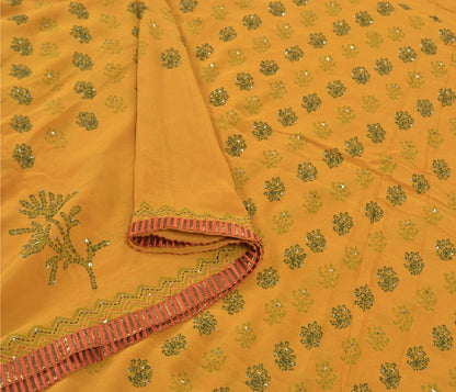 Sanskriti Vintage Sarees Pure Georgette Silk Sari Hand Embroidered Kantha Sustainable Fabric