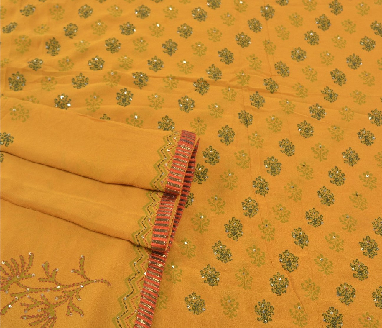Sanskriti Vintage Sarees Pure Georgette Silk Sari Hand Embroidered Kantha Sustainable Fabric