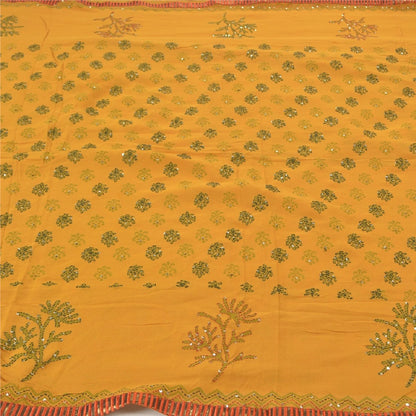 Sanskriti Vintage Sarees Pure Georgette Silk Sari Hand Embroidered Kantha Sustainable Fabric