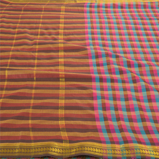 Sanskriti Vintage Paalum Kattam Zari Hand Woven Saree Art Silk Multicolor Fabric