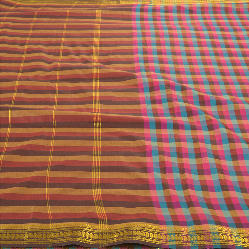 Sanskriti Vintage Paalum Kattam Zari Hand Woven Saree Art Silk Multicolor Fabric