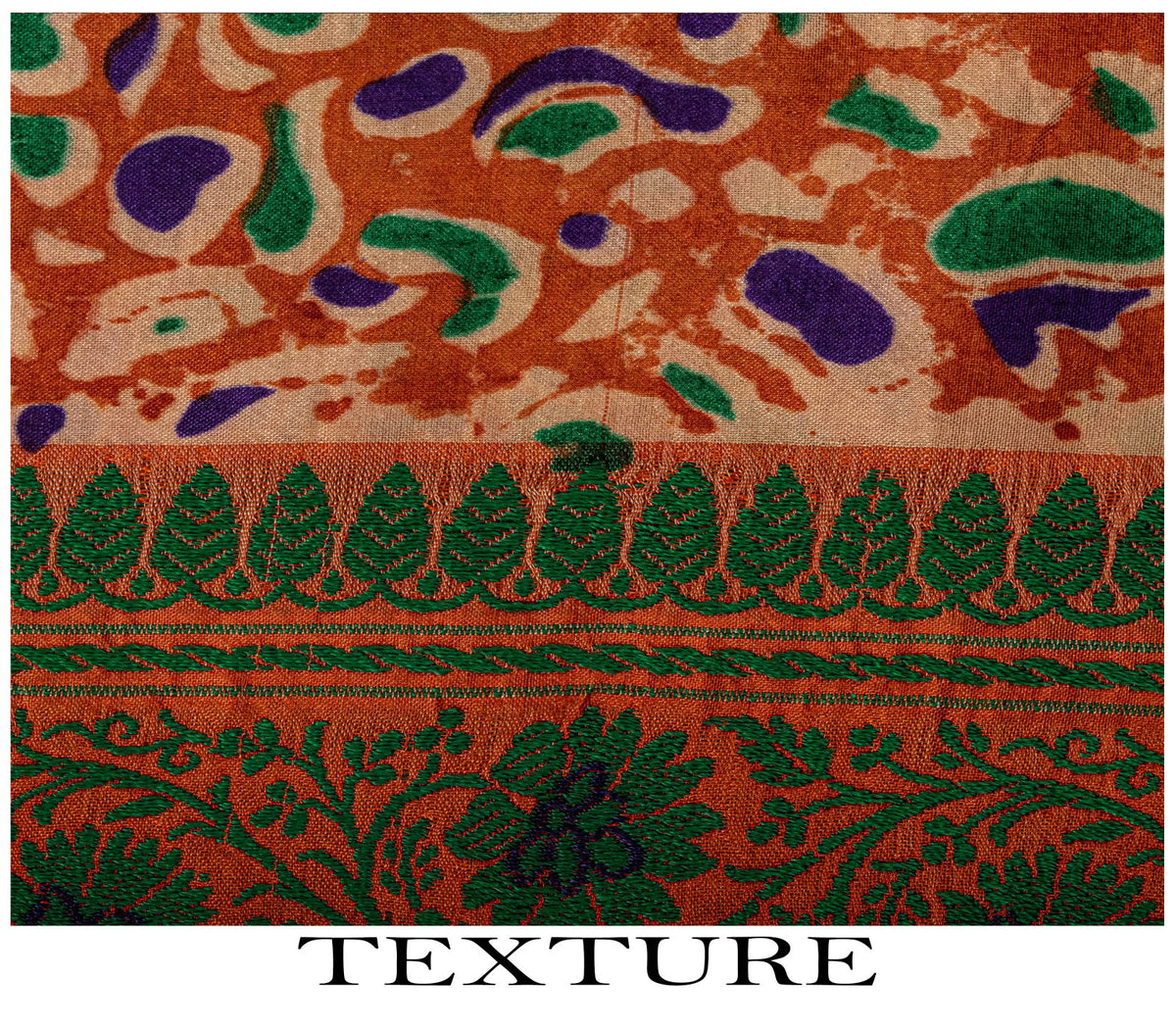 Sanskriti Vintage Abstract Print-Woven Pure Silk Saree Orange Sari Craft Fabric