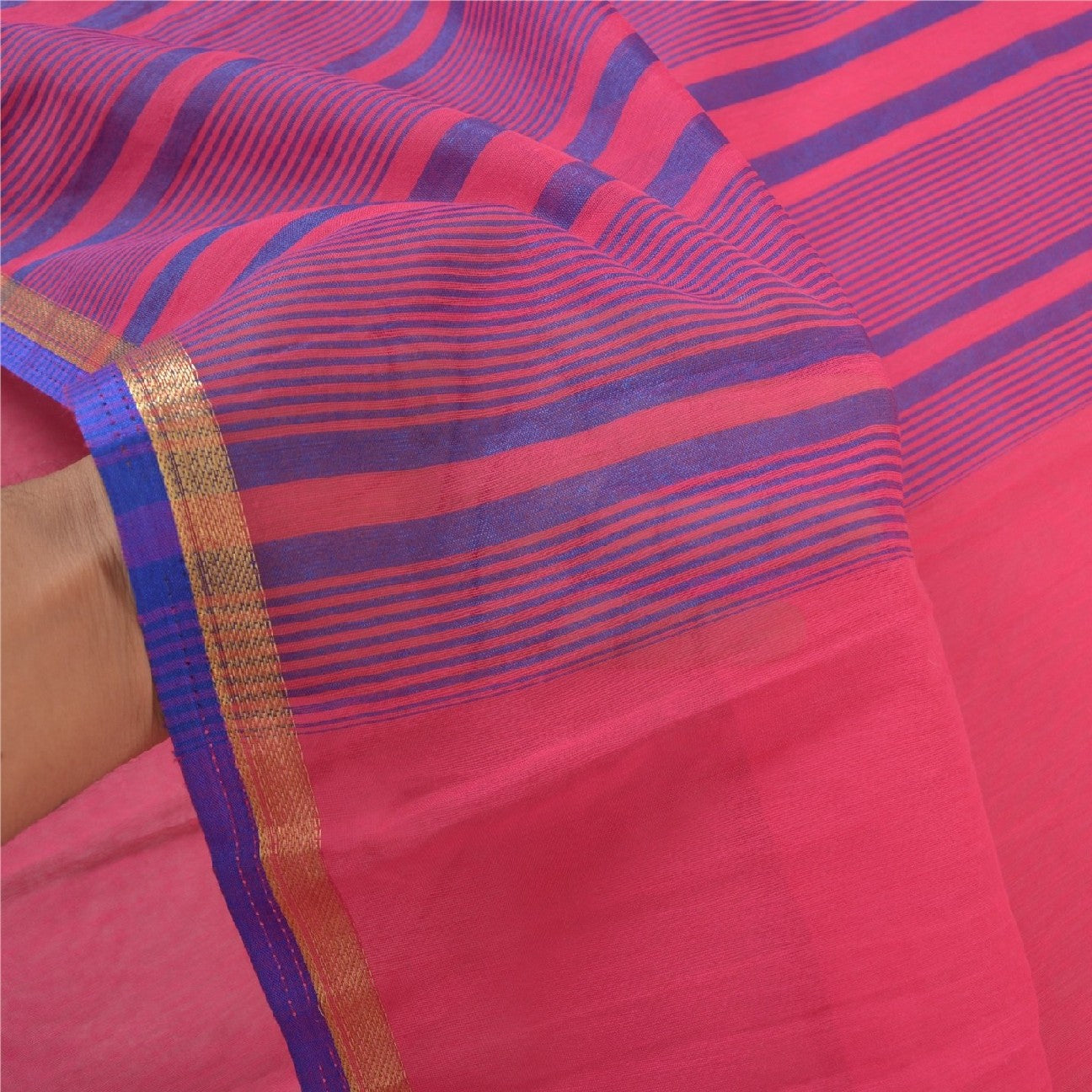 Sanskriti Vintage Pink Indian Sarees Art Silk Woven Sari 5 Yard Craft Fabric