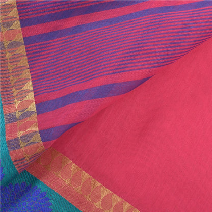 Sanskriti Vintage Pink Indian Sarees Art Silk Woven Sari 5 Yard Craft Fabric