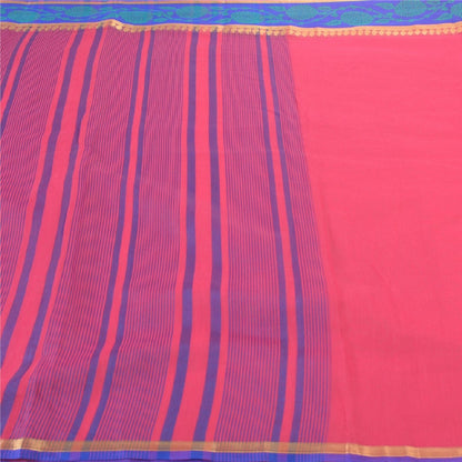 Sanskriti Vintage Pink Indian Sarees Art Silk Woven Sari 5 Yard Craft Fabric