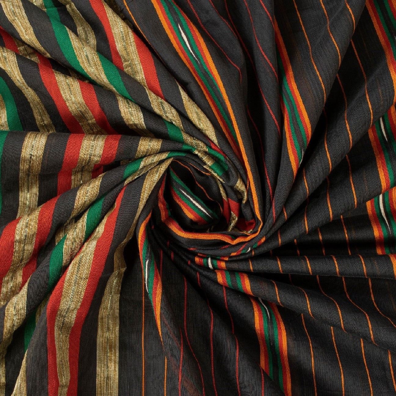 Sanskriti Vintage Black Sarees Blend Cotton Woven Craft Indian Sari Sustainable Fabric