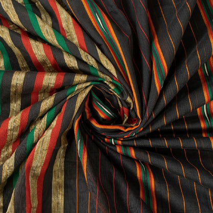 Sanskriti Vintage Black Sarees Blend Cotton Woven Craft Indian Sari Sustainable Fabric