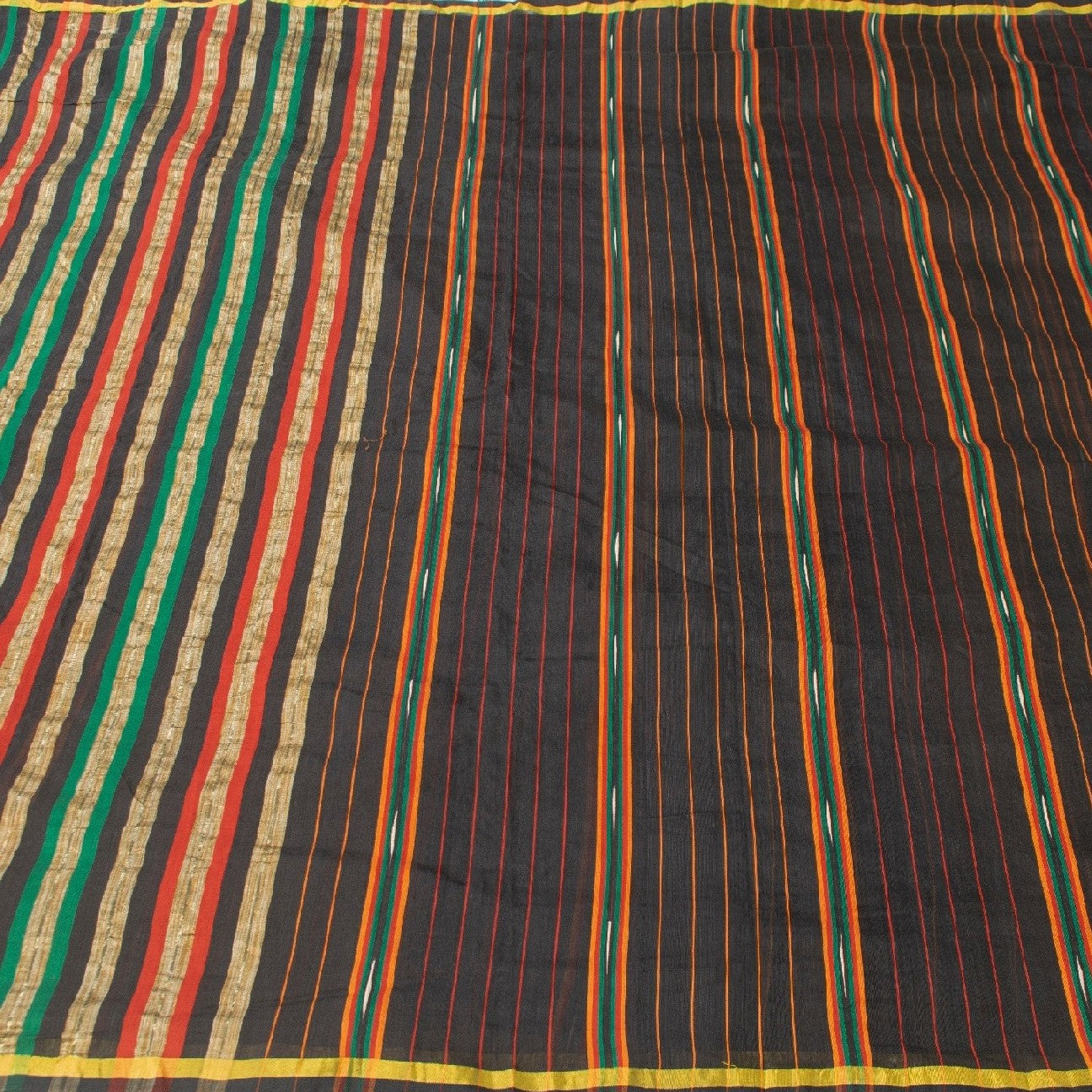 Sanskriti Vintage Black Sarees Blend Cotton Woven Craft Indian Sari Sustainable Fabric