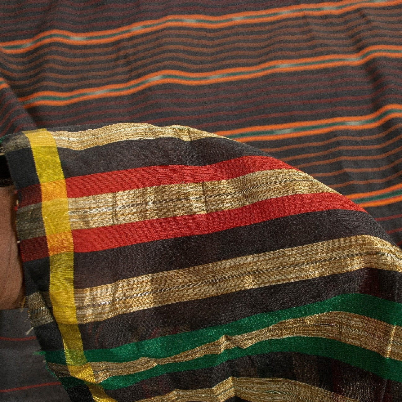 Sanskriti Vintage Black Sarees Blend Cotton Woven Craft Indian Sari Sustainable Fabric