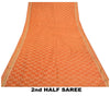 Sanskriti Vintage Orange Sarees Pure Silk Woven Premium Sari 5 Yard Sustainable Fabric