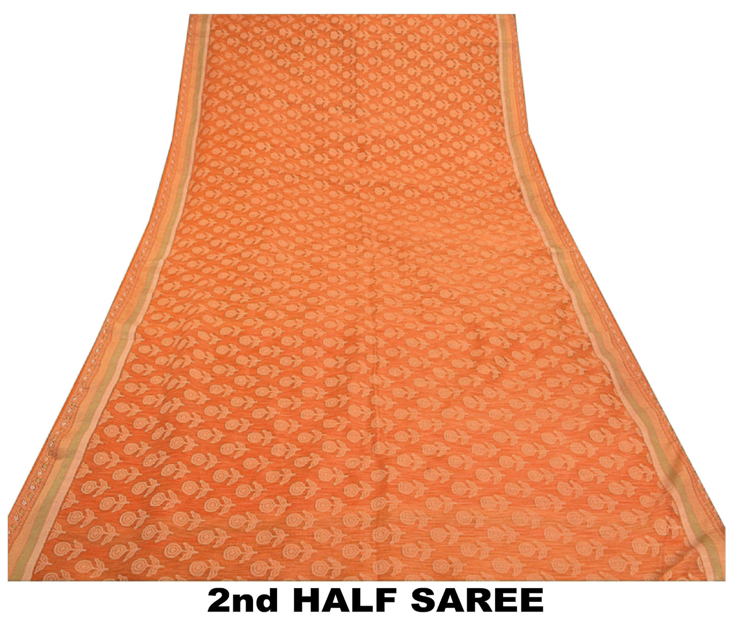 Sanskriti Vintage Orange Sarees Pure Silk Woven Premium Sari 5 Yard Sustainable Fabric