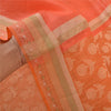 Sanskriti Vintage Orange Sarees Pure Silk Woven Premium Sari 5 Yard Sustainable Fabric