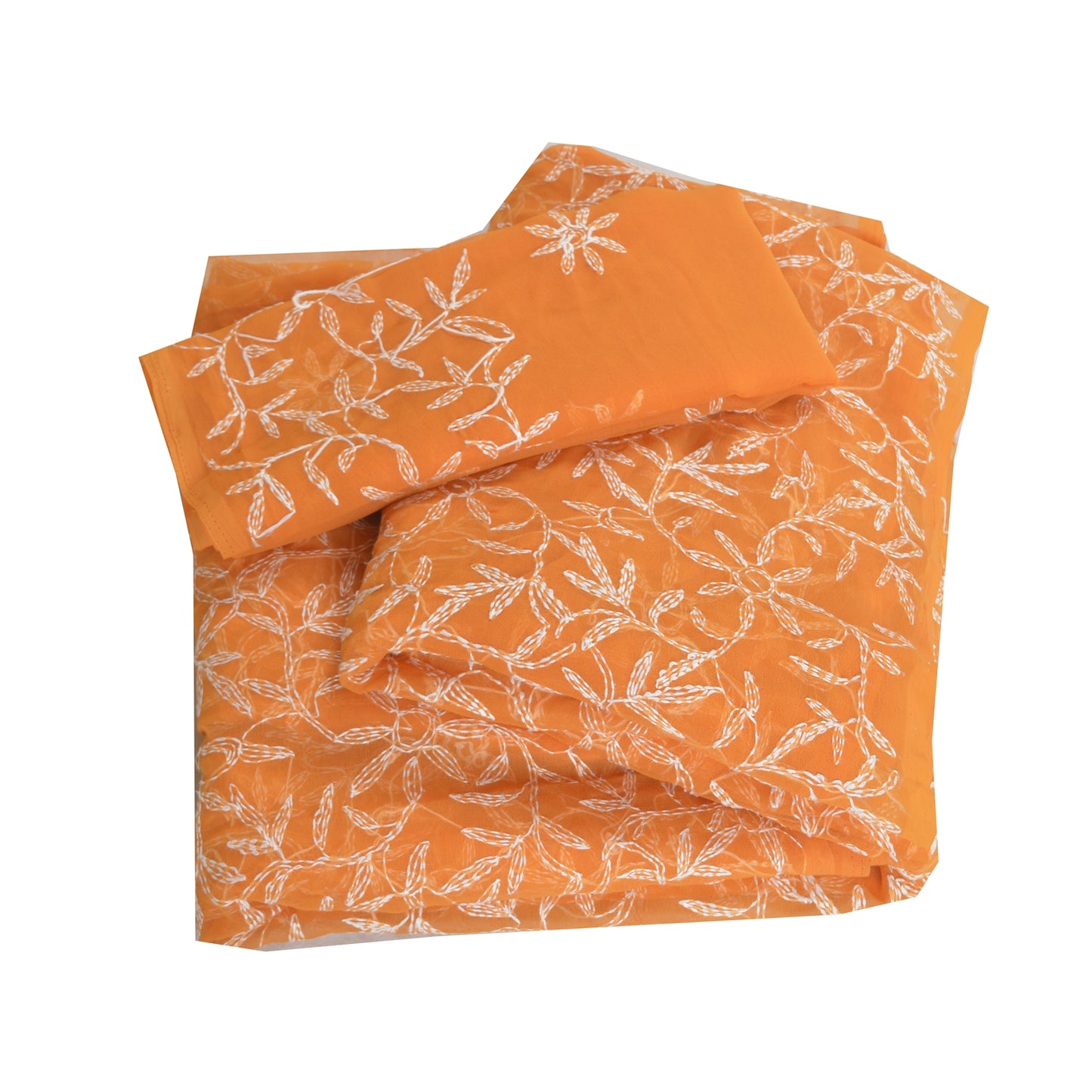 Sanskriti Vintage Sarees Georgette Handmade Chikankari Sari Fabric Blouse PC