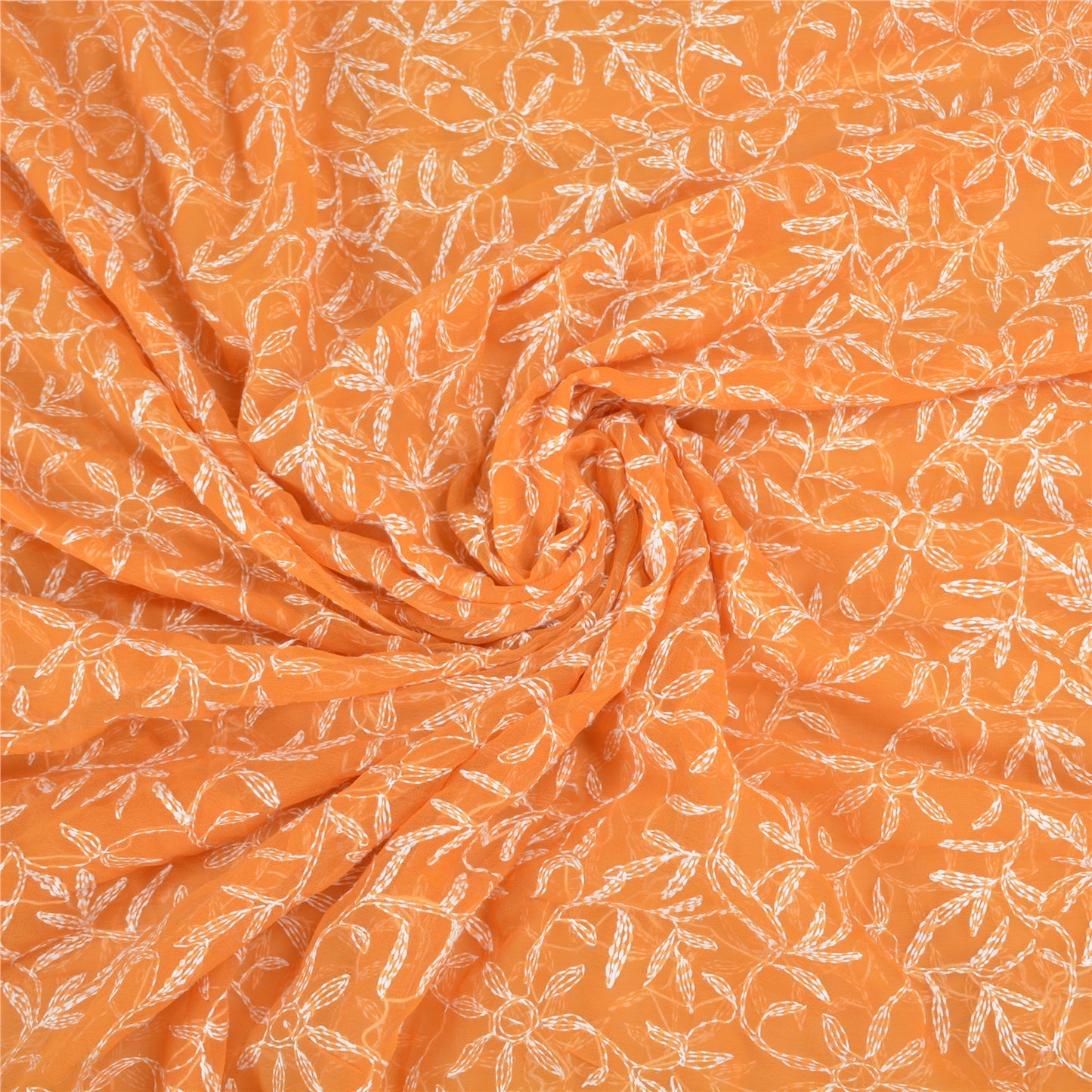 Sanskriti Vintage Sarees Georgette Handmade Chikankari Sari Fabric Blouse PC