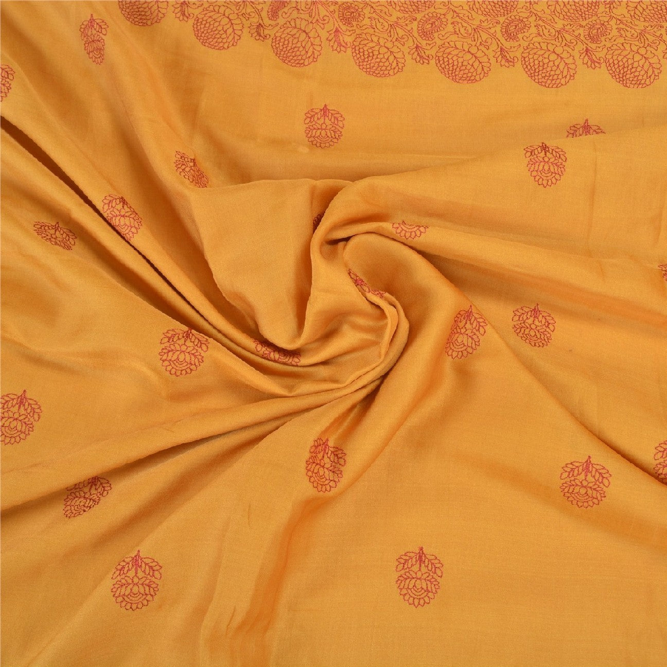 Sanskriti Vintage Safran Sarees Kunstsilke Håndbroderet Premium Sari Bæredygtigt Stoff