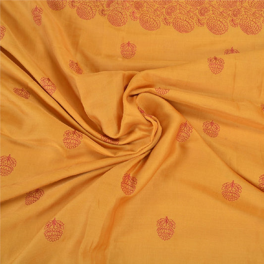 Sanskriti Vintage Saffron Sarees Art Silk Hand Embroidered Premium Sari Sustainable Fabric