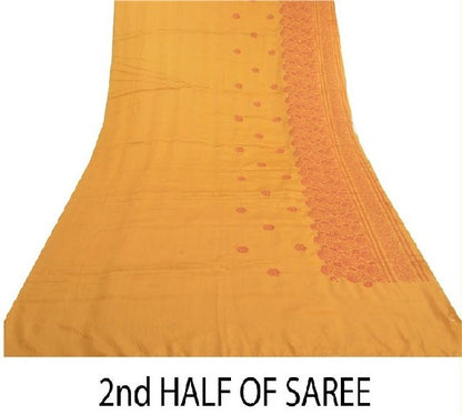 Sanskriti Vintage Saffron Sarees Art Silk Hand Embroidered Premium Sari Sustainable Fabric