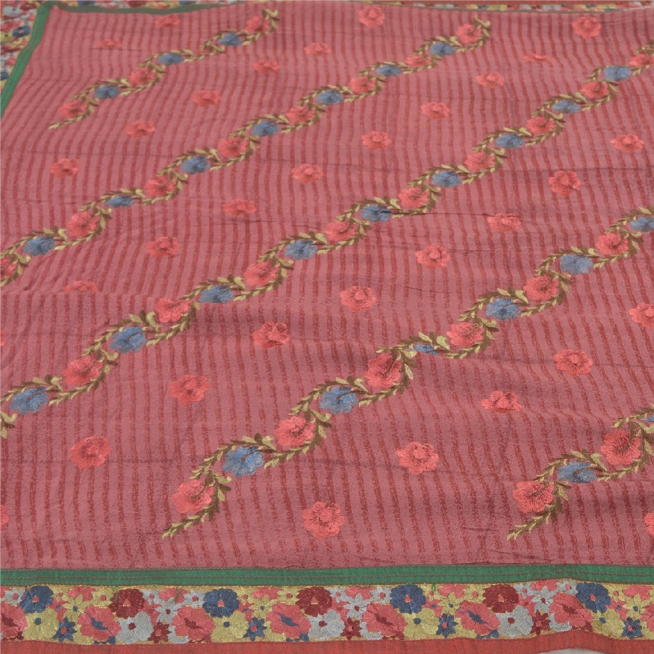 Санскритские винтажные темно-красные сари из смеси жоржета с вышивкой этническое сари устойчивая ткань