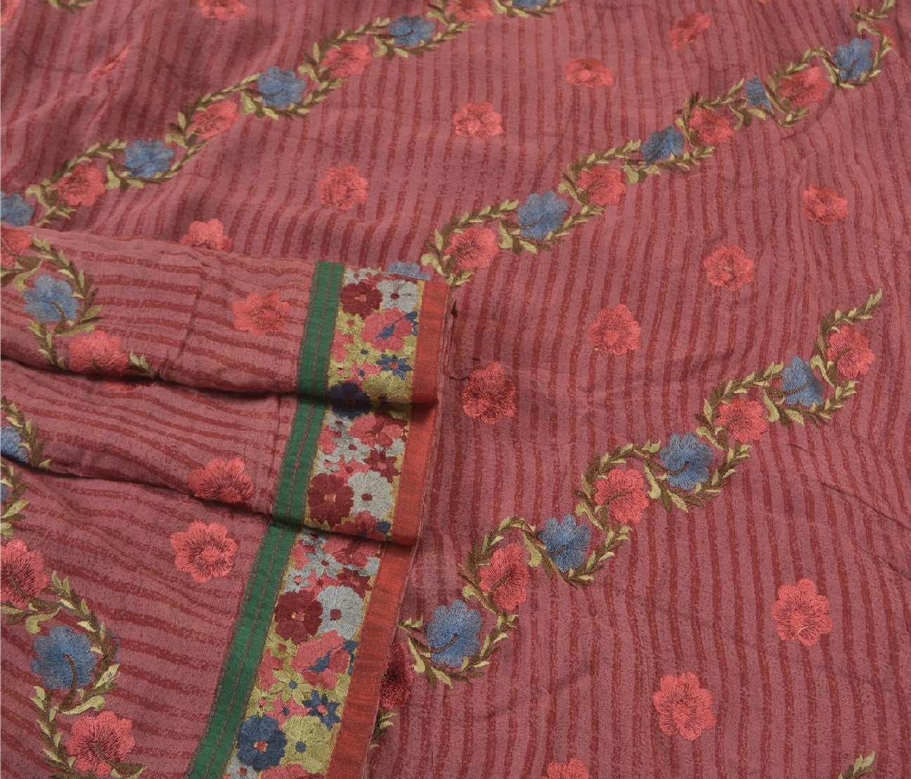 Санскритские винтажные темно-красные сари из смеси жоржета с вышивкой этническое сари устойчивая ткань