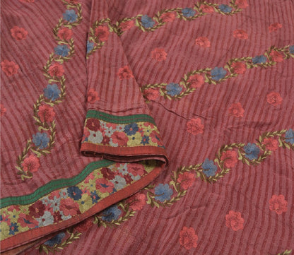 Санскритские винтажные темно-красные сари из смеси жоржета с вышивкой этническое сари устойчивая ткань