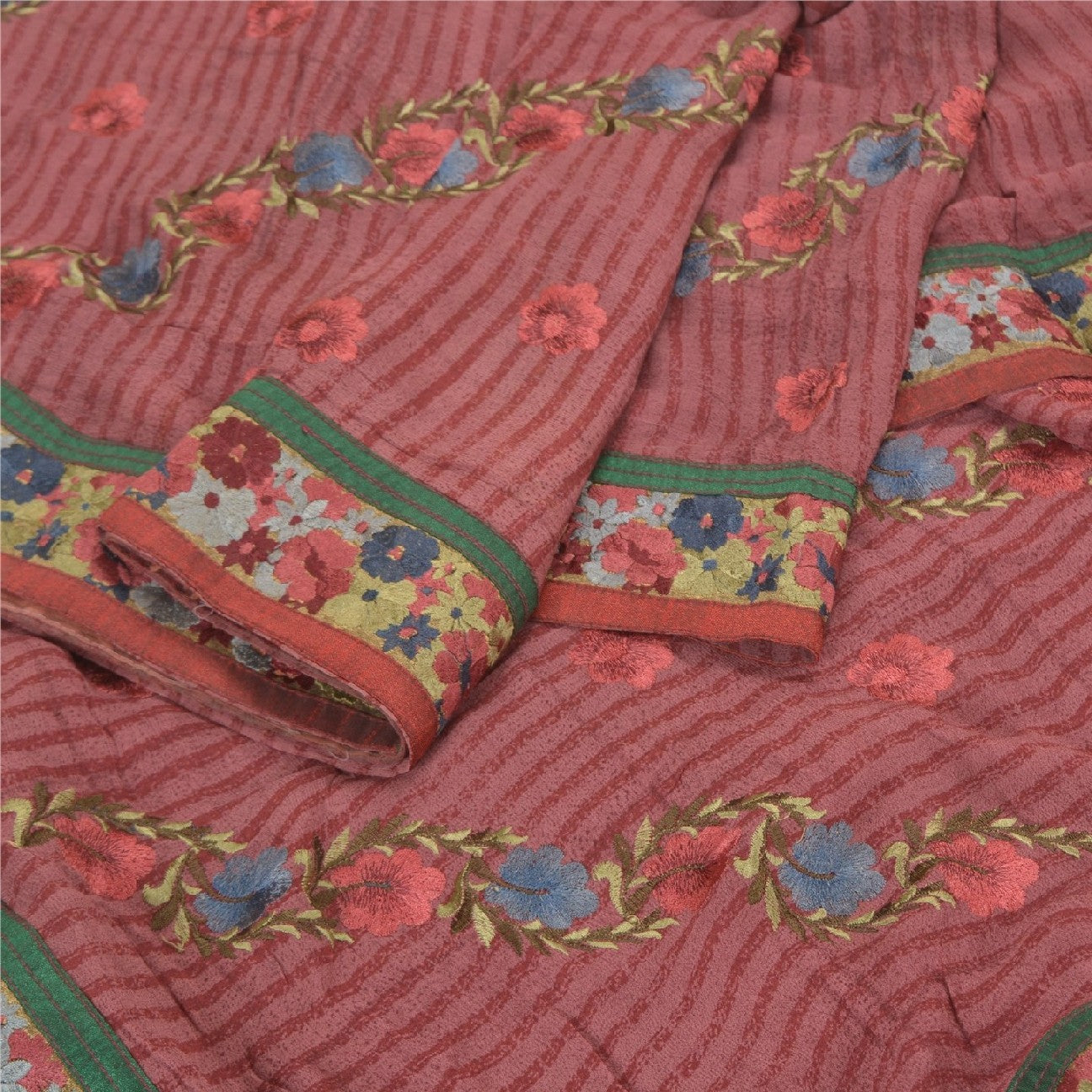 Санскритские винтажные темно-красные сари из смеси жоржета с вышивкой этническое сари устойчивая ткань