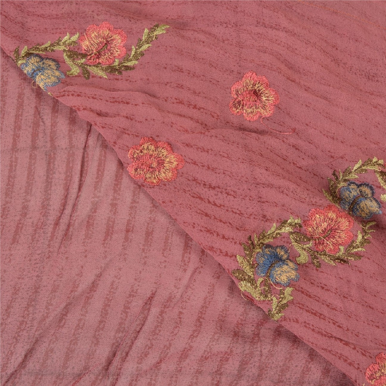 Санскритские винтажные темно-красные сари из смеси жоржета с вышивкой этническое сари устойчивая ткань