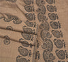 Sanskriti Vintage Indian Brown Sari Blend Silk Block Printed Sarees Craft Sustainable Fabric