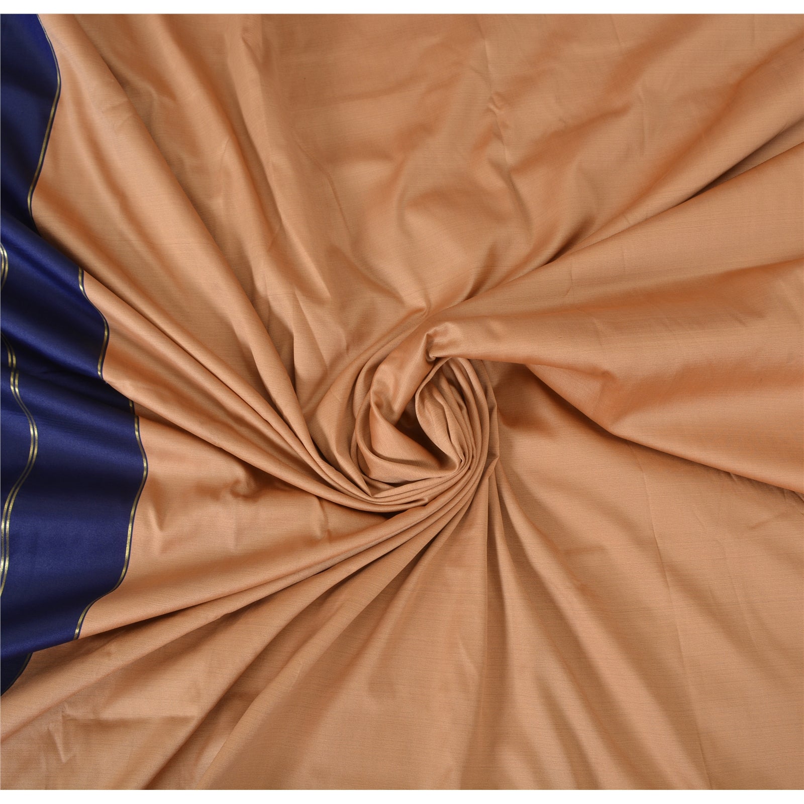 Sanskriti Vintage Blue/Peach Indian Sarees Art Silk Woven 6yrd Sari Craft Fabric