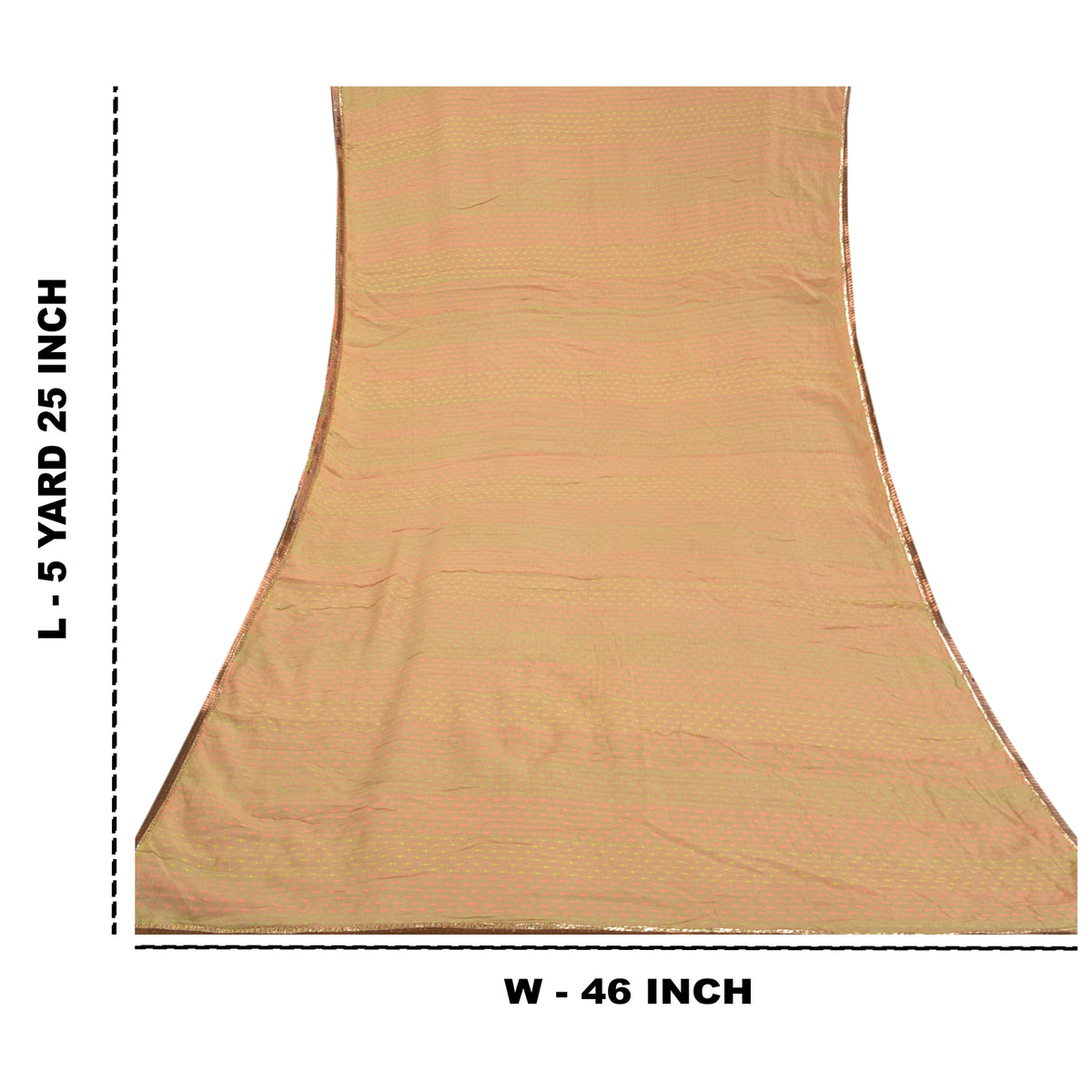 Sanskriti Vintage Dobby Woven Blend Cotton Saree Beige Indian Sari Craft Fabric