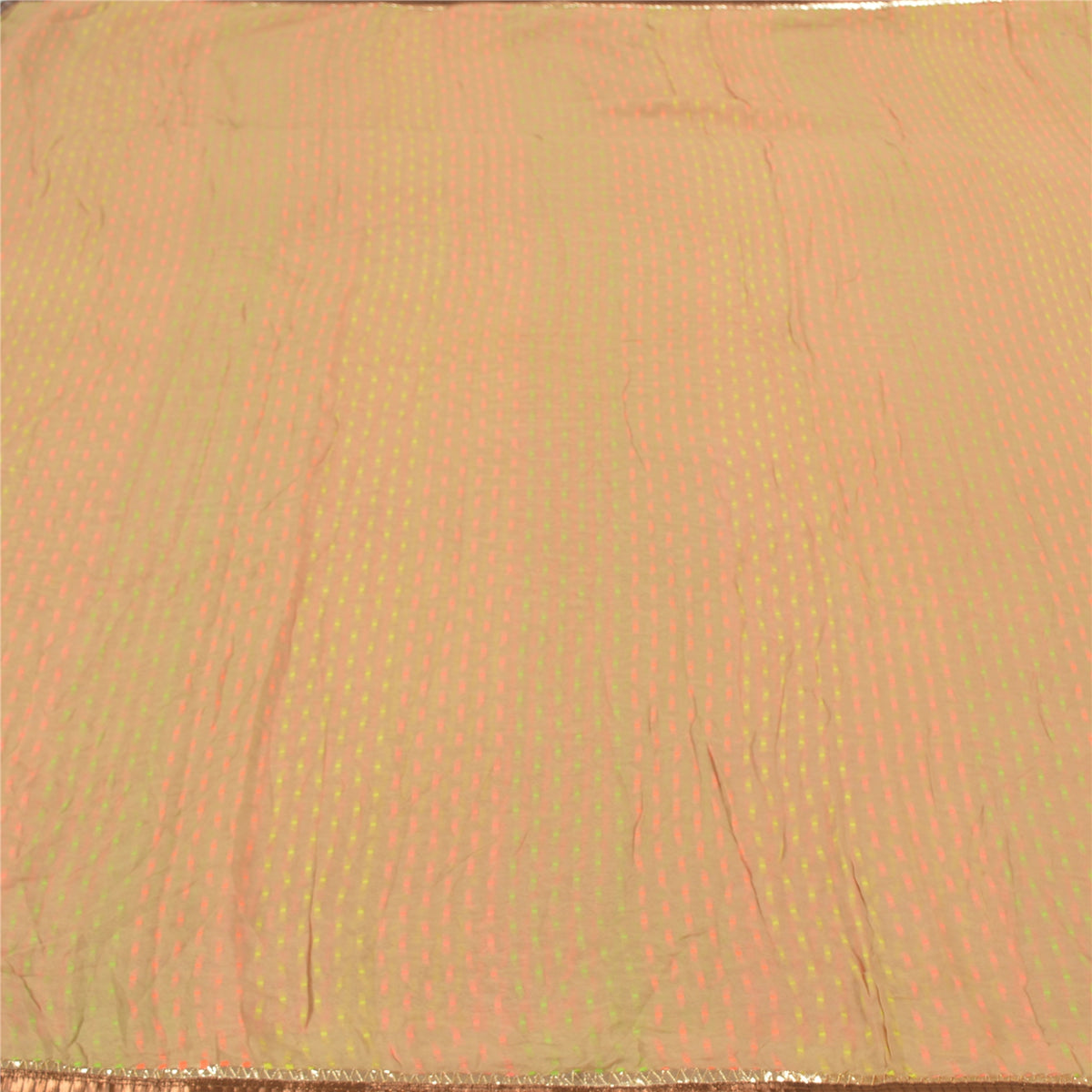 Sanskriti Vintage Dobby Woven Blend Cotton Saree Beige Indian Sari Craft Fabric