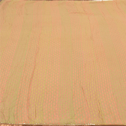 Sanskriti Vintage Dobby Woven Blend Cotton Saree Beige Indian Sari Craft Fabric
