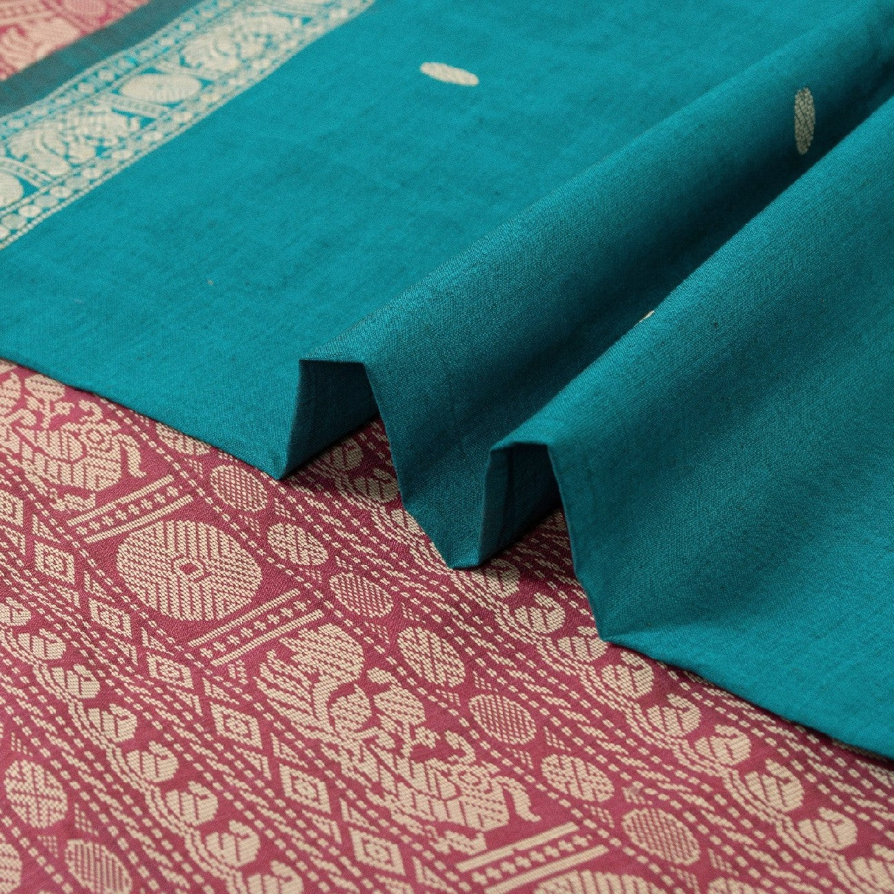 Санскритские винтажные зеленые сари из смеси шелка, павлиньего цвета, премиальная ткань для сари из экологически чистой ткани