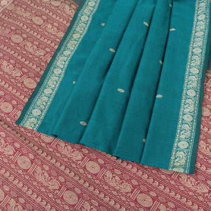 Санскритские винтажные зеленые сари из смеси шелка, павлиньего цвета, премиальная ткань для сари из экологически чистой ткани